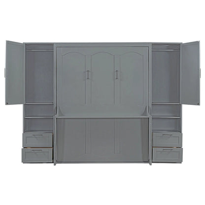 Murphy Bed (Wall Bed) — Featuring Wardrobe, Desk, Drawers, And Shelving