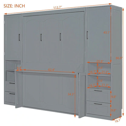 Murphy Bed (Wall Bed) — Featuring Wardrobe, Desk, Drawers, And Shelving