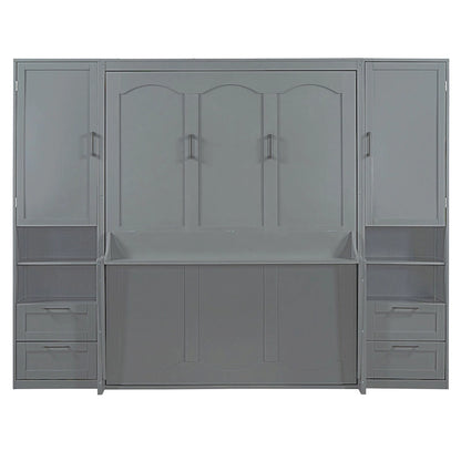 Murphy Bed (Wall Bed) — Featuring Wardrobe, Desk, Drawers, And Shelving