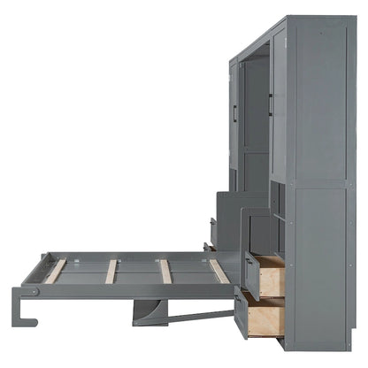 Murphy Bed (Wall Bed) — Featuring Wardrobe, Desk, Drawers, And Shelving
