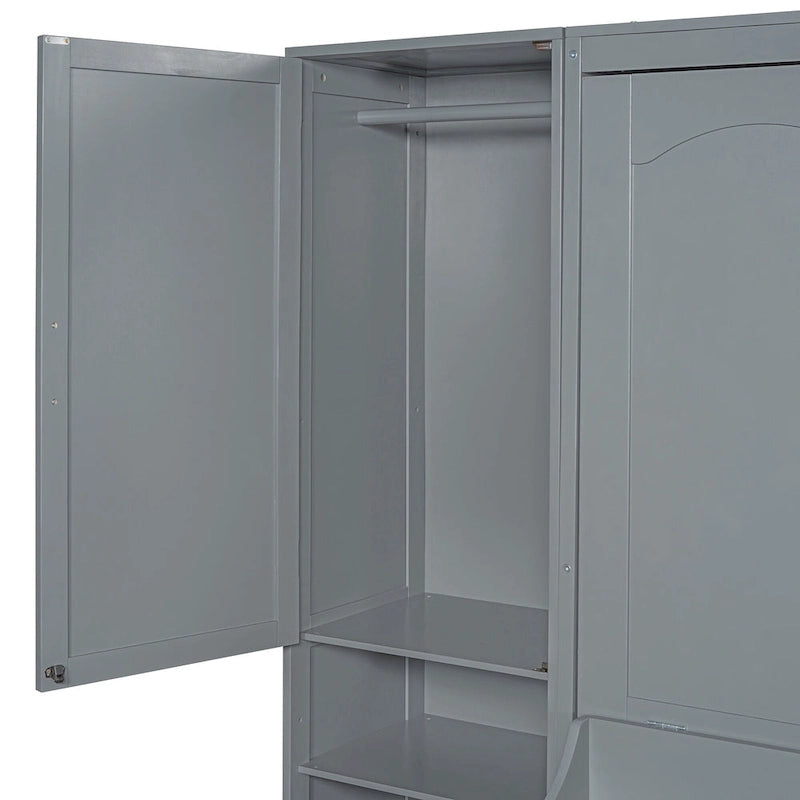Murphy Bed (Wall Bed) — Featuring Wardrobe, Desk, Drawers, And Shelving