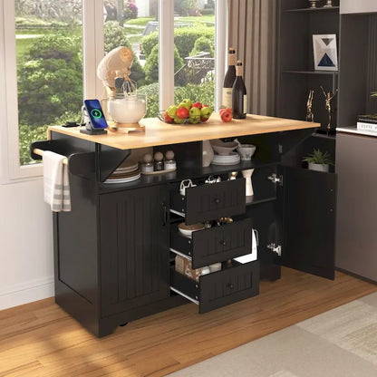 55.7 Large Kitchen Island With 2 Drop Leaf(no include stool)