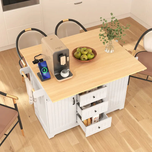 55.7 Large Kitchen Island With 2 Drop Leaf(no include stool)