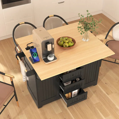 55.7 Large Kitchen Island With 2 Drop Leaf(no include stool)