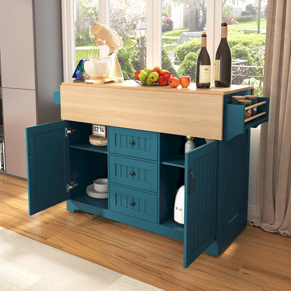55.7 Large Kitchen Island With 2 Drop Leaf(no include stool)