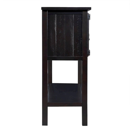 Solid Wood Sideboard Console Table with 2 Drawers and Cabinets and Bottom Shelf, Storage Dining Buffet Server Cabinet