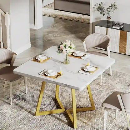 31.5 Inches Industrial Square Dinner Table with Metal Base