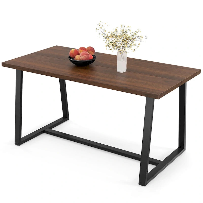 63-Inch Large Dining Table (Seats 4–6) — Features Heavy-Duty Metal Supports