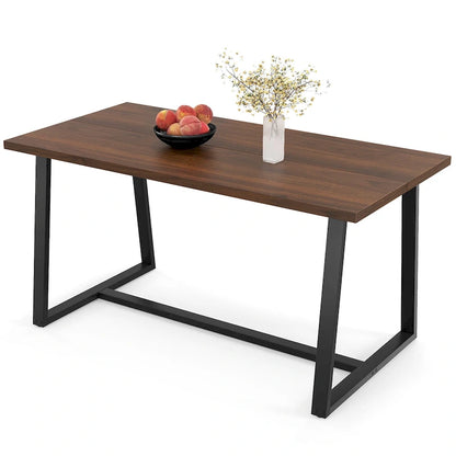 63-Inch Large Dining Table (Seats 4–6) — Features Heavy-Duty Metal Supports