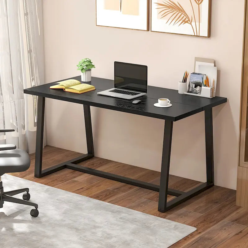 63-Inch Large Dining Table (Seats 4–6) — Features Heavy-Duty Metal Supports