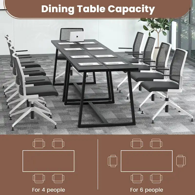 63-Inch Large Dining Table (Seats 4–6) — Features Heavy-Duty Metal Supports