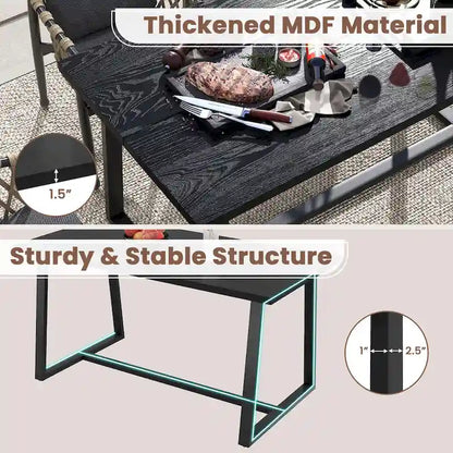 63-Inch Large Dining Table (Seats 4–6) — Features Heavy-Duty Metal Supports