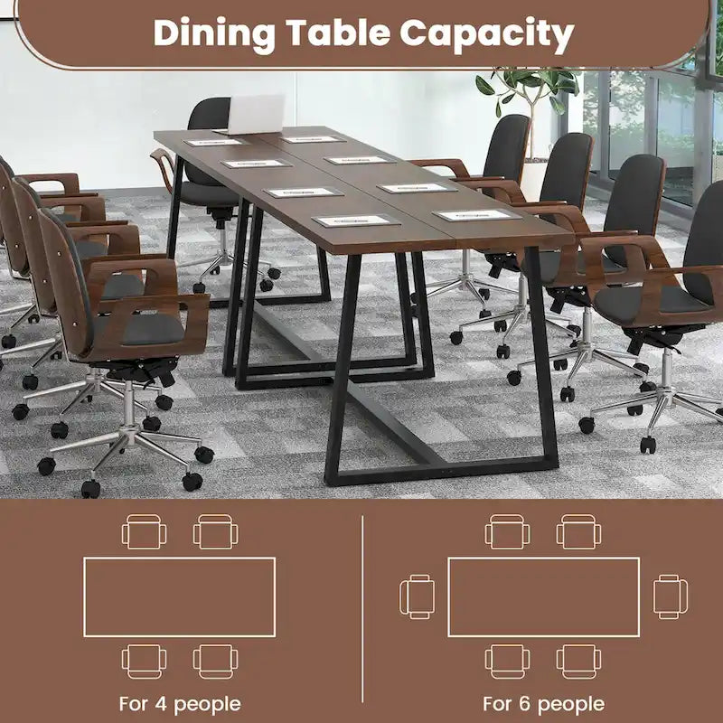 63-Inch Large Dining Table (Seats 4–6) — Features Heavy-Duty Metal Supports