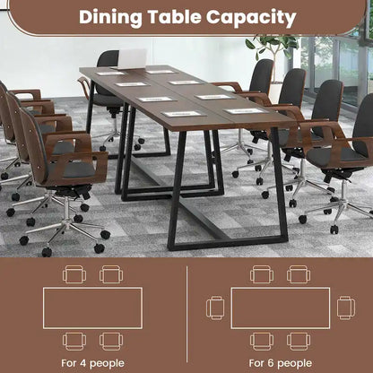 63-Inch Large Dining Table (Seats 4–6) — Features Heavy-Duty Metal Supports