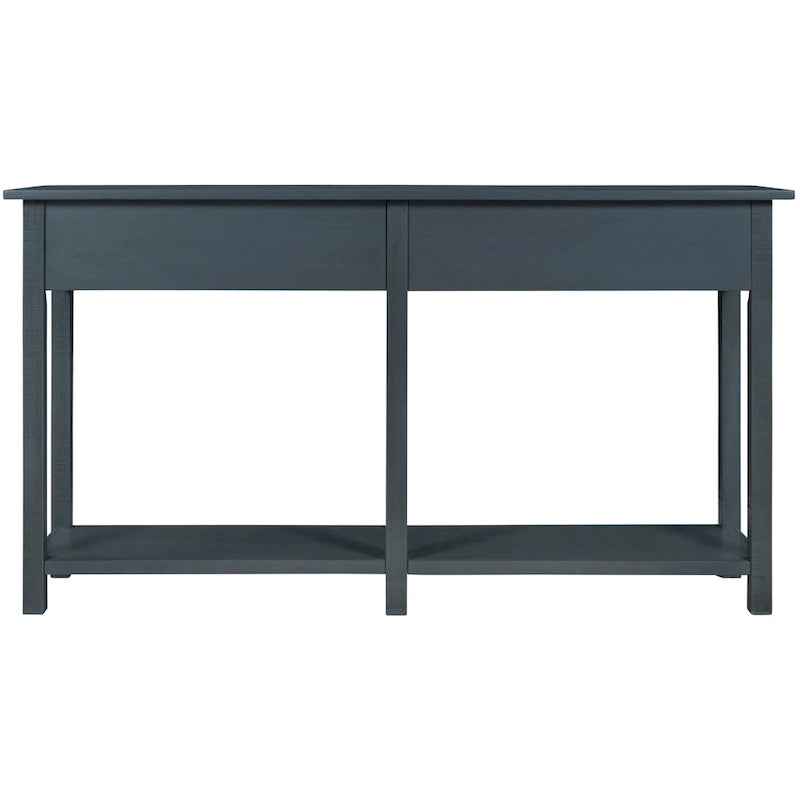Antique Navy Entryway Console Table with Drawer and Shelf
