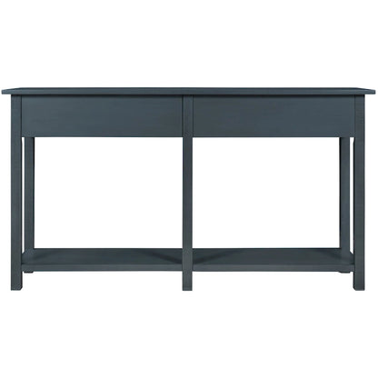 Antique Navy Entryway Console Table with Drawer and Shelf