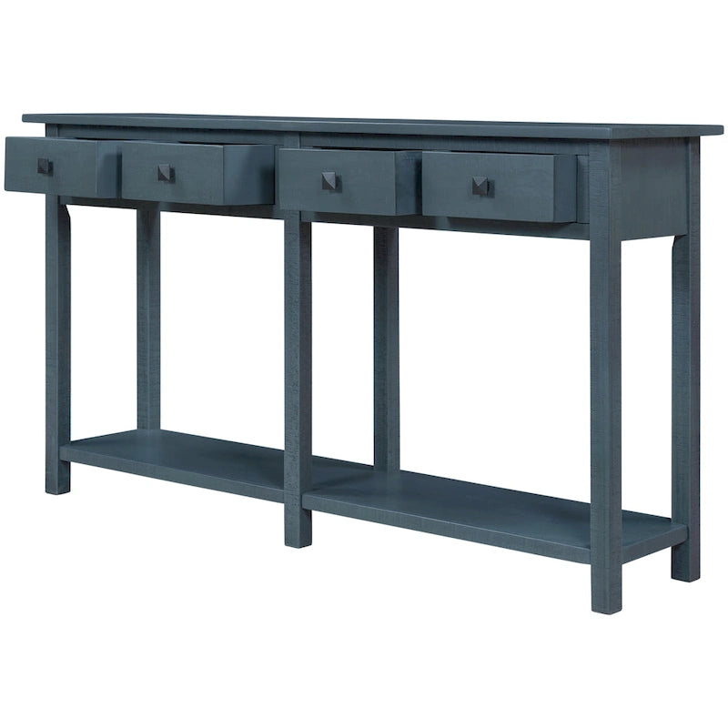 Antique Navy Entryway Console Table with Drawer and Shelf
