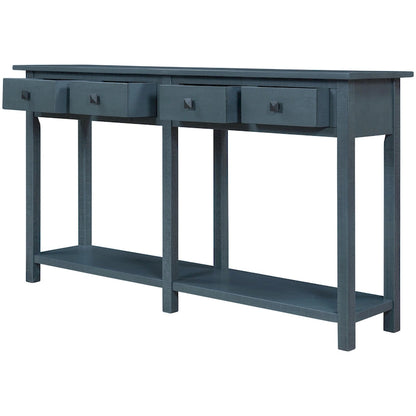 Antique Navy Entryway Console Table with Drawer and Shelf