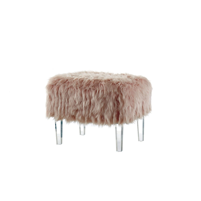Modern Faux Fur Acrylic Footstool