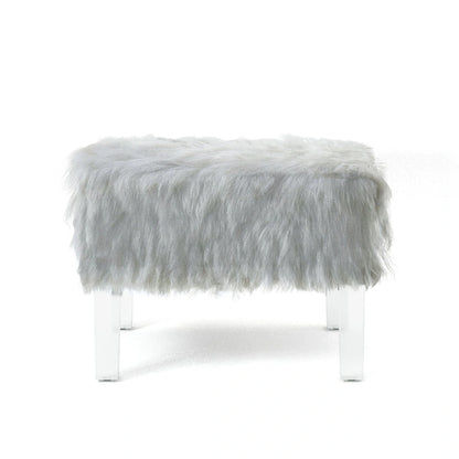 Modern Faux Fur Acrylic Footstool