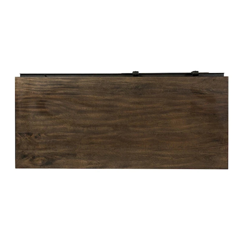 Distressed Rock-Gray Sliding-Door Storage Cabinet