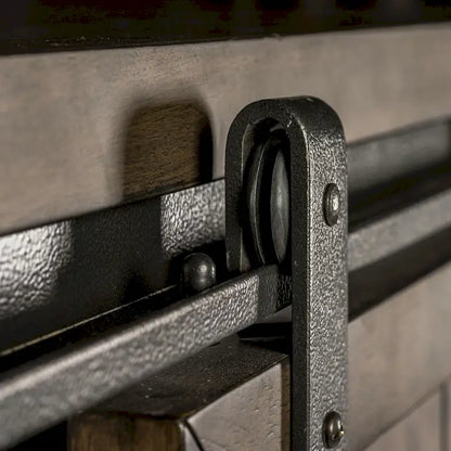 Distressed Rock-Gray Sliding-Door Storage Cabinet