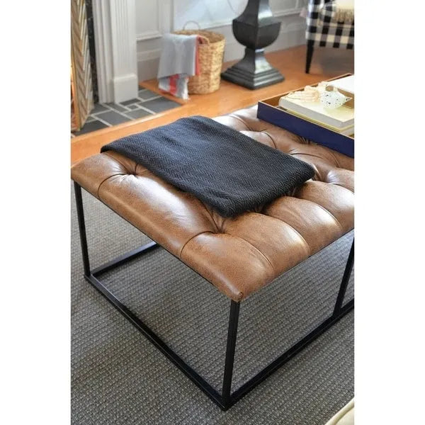 Light Brown Tufted Footstool