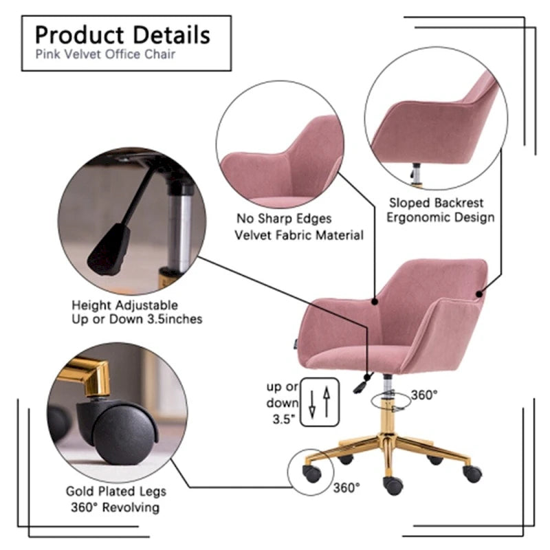 Home Office Chair With Gold Metal Legs