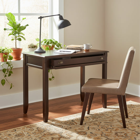 WYNDENHALL Portland SOLID WOOD Transitional 42 inch Wide Writing Office Desk in Mahogany Brown