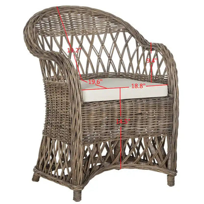 Natural Rattan Lounge Chair — 25.5 x 26.5 x 35.5 — Width 26 x Depth 27 x Height 36