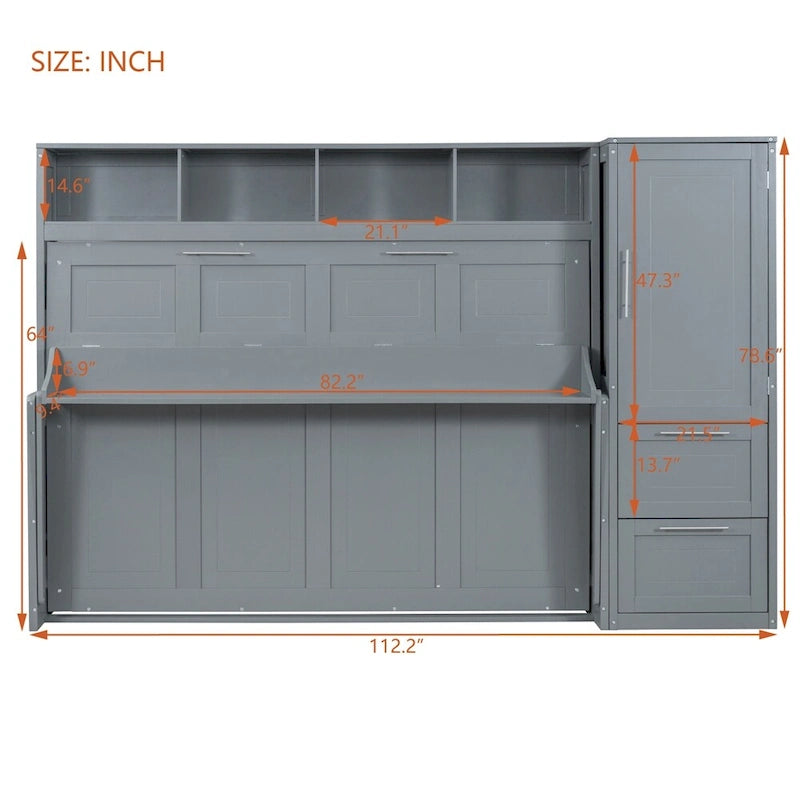 Murphy Bed / Wall Bed — With Wardrobe And Drawers