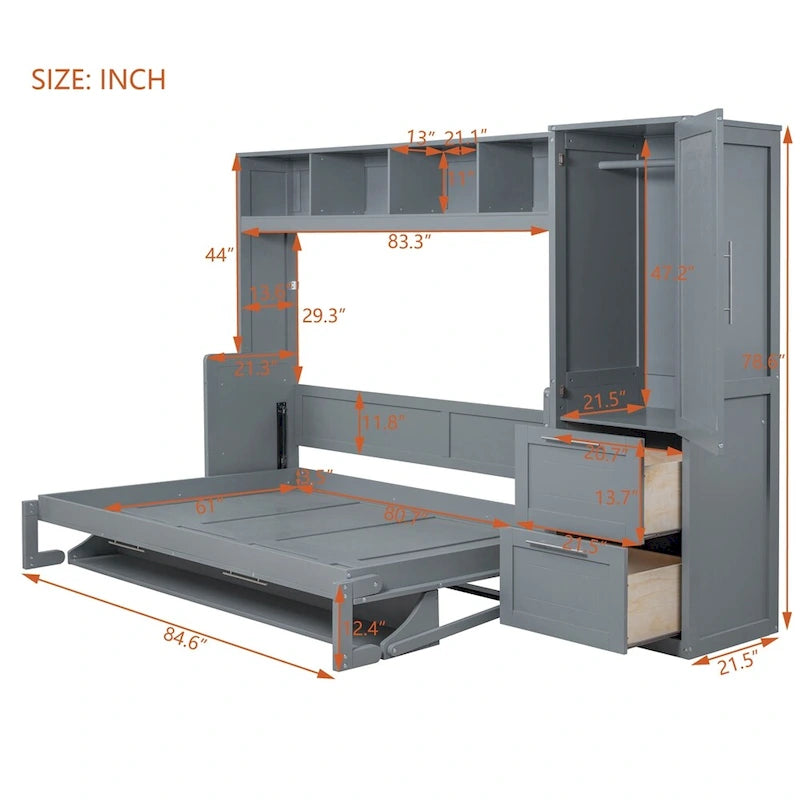 Murphy Bed / Wall Bed — With Wardrobe And Drawers