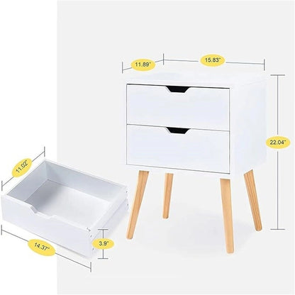 Nightstand with Storage Drawer Set of 2