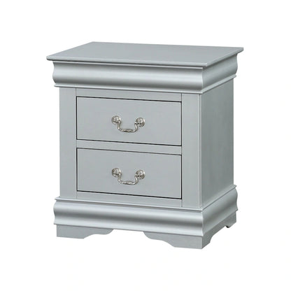 Solid Wood 2-Drawers Nightstands with Metal Handle