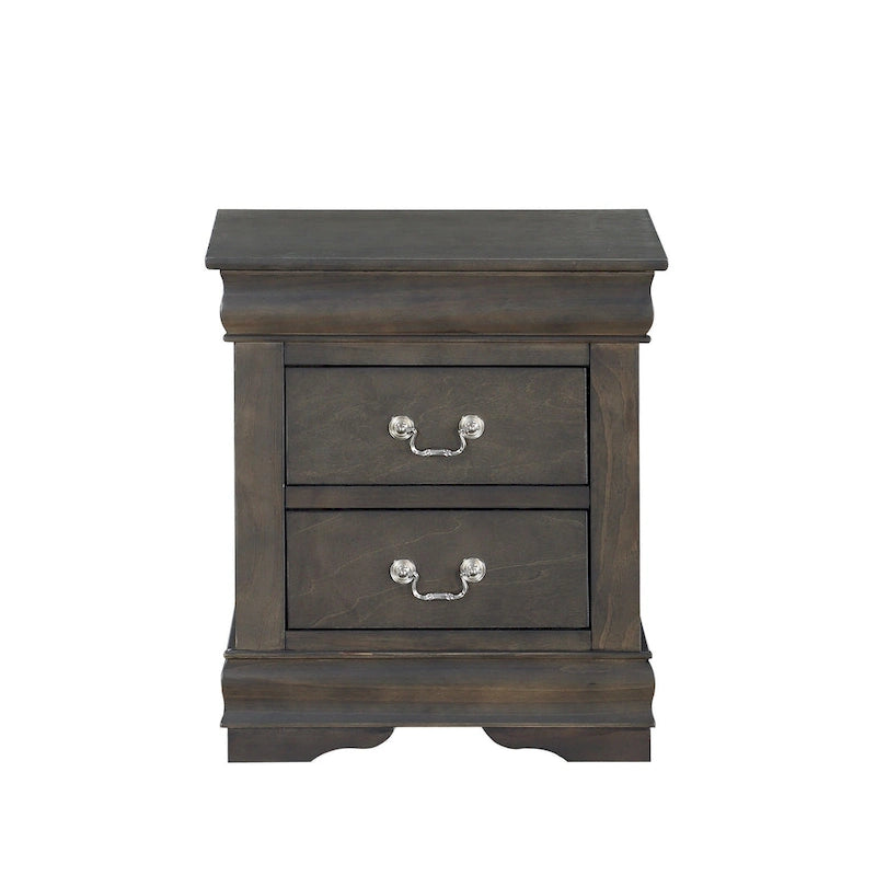 Solid Wood 2-Drawers Nightstands with Metal Handle