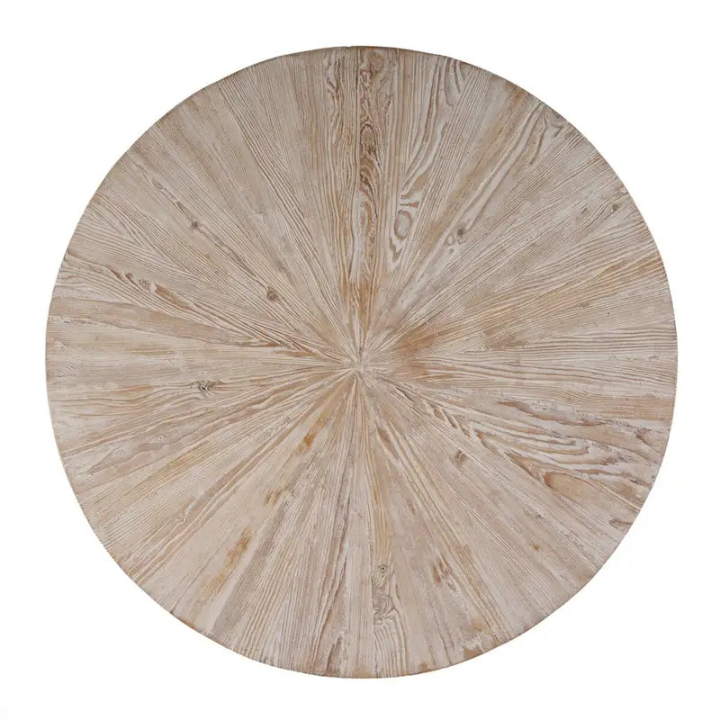38.5-Inch Wide Round Wood and Iron Coffee Table