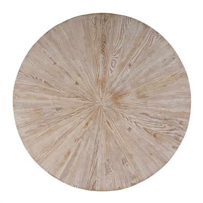 38.5-Inch Wide Round Wood and Iron Coffee Table