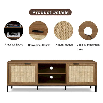 Modern TV Stand 2-Door Media Console Table Entertainment Center with 4 Storage Cabinets for TV's up to 65 - 59