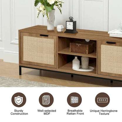 Modern TV Stand 2-Door Media Console Table Entertainment Center with 4 Storage Cabinets for TV's up to 65 - 59