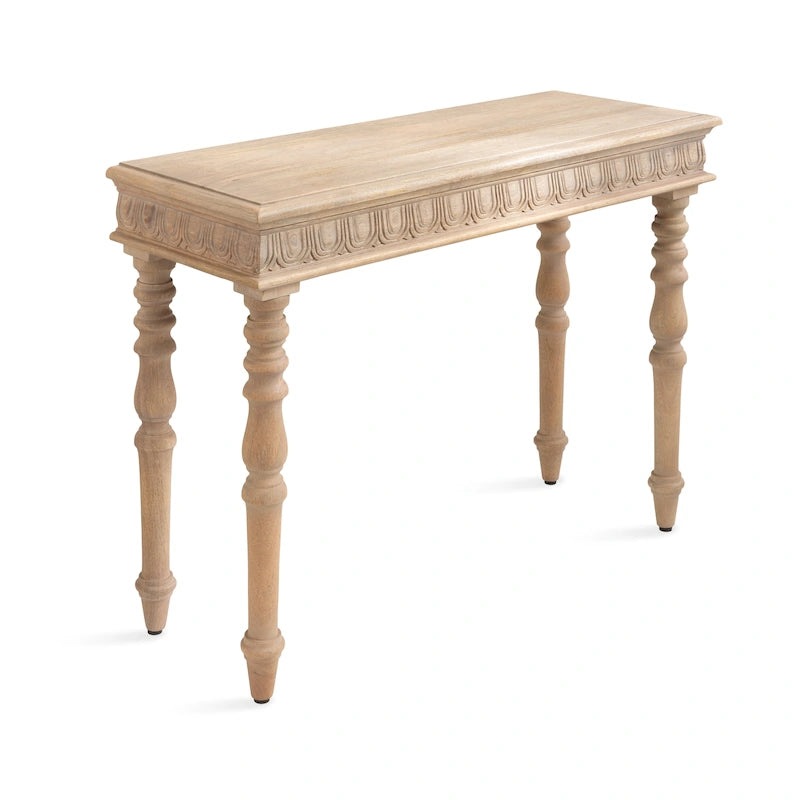 Carved Wood Entryway Table — 36x14x30