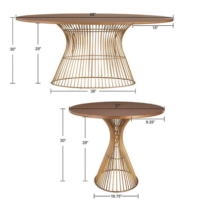 Bronze-Colored Oval Dining Table