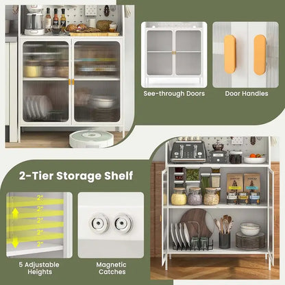 63.5 H Kitchen Buffet Cabinet Pantry Organizers Standing Bakers Rack