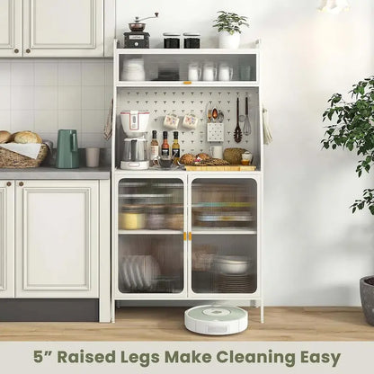 63.5 H Kitchen Buffet Cabinet Pantry Organizers Standing Bakers Rack