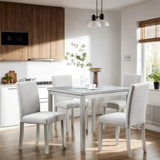 5-piece Wood Dining Counter Height Table and Chair Set