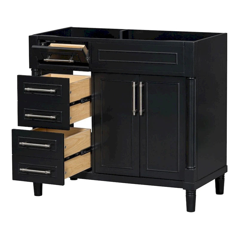 36 Wood Bathroom Vanity with Drawers and Adjustable Shelf (No Sink)