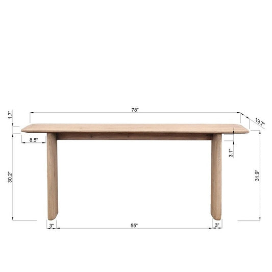 78-Inch Entryway Table — Weathered Natural Wood Finish